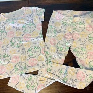 GAP White and Green Pajama Set Whimsical Design